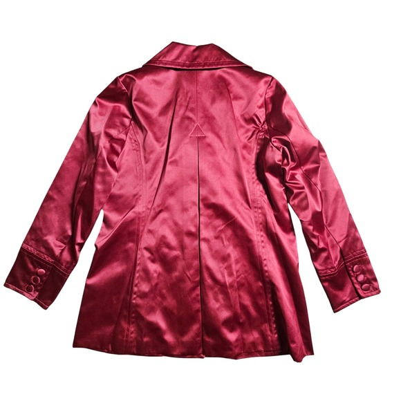 Dennis by Dennis Basso Satin 3-Button Rhinestone Coat Jacket M Lined Glam Chic - Picture 7 of 9